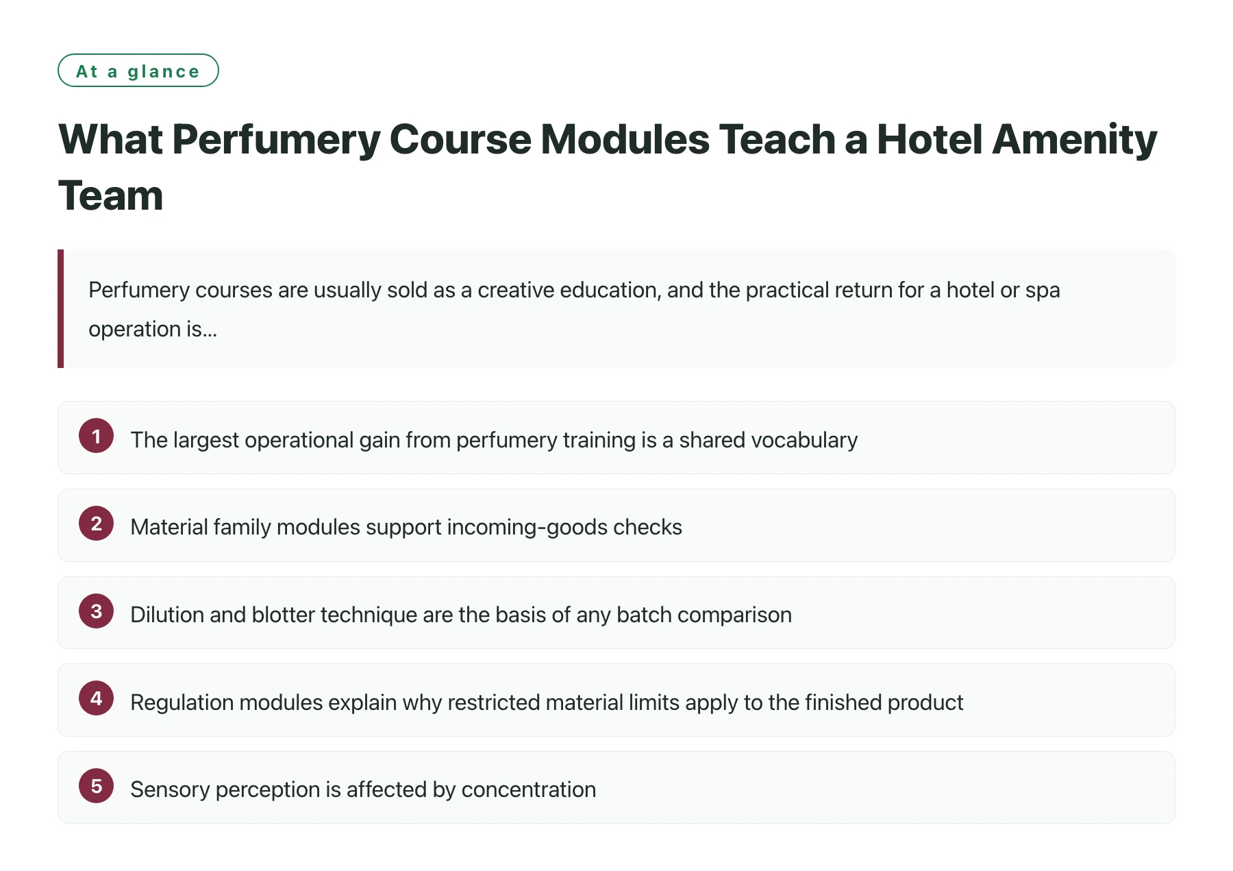 What Perfumery Course Modules Teach a Hotel Amenity Team——全文要点速览